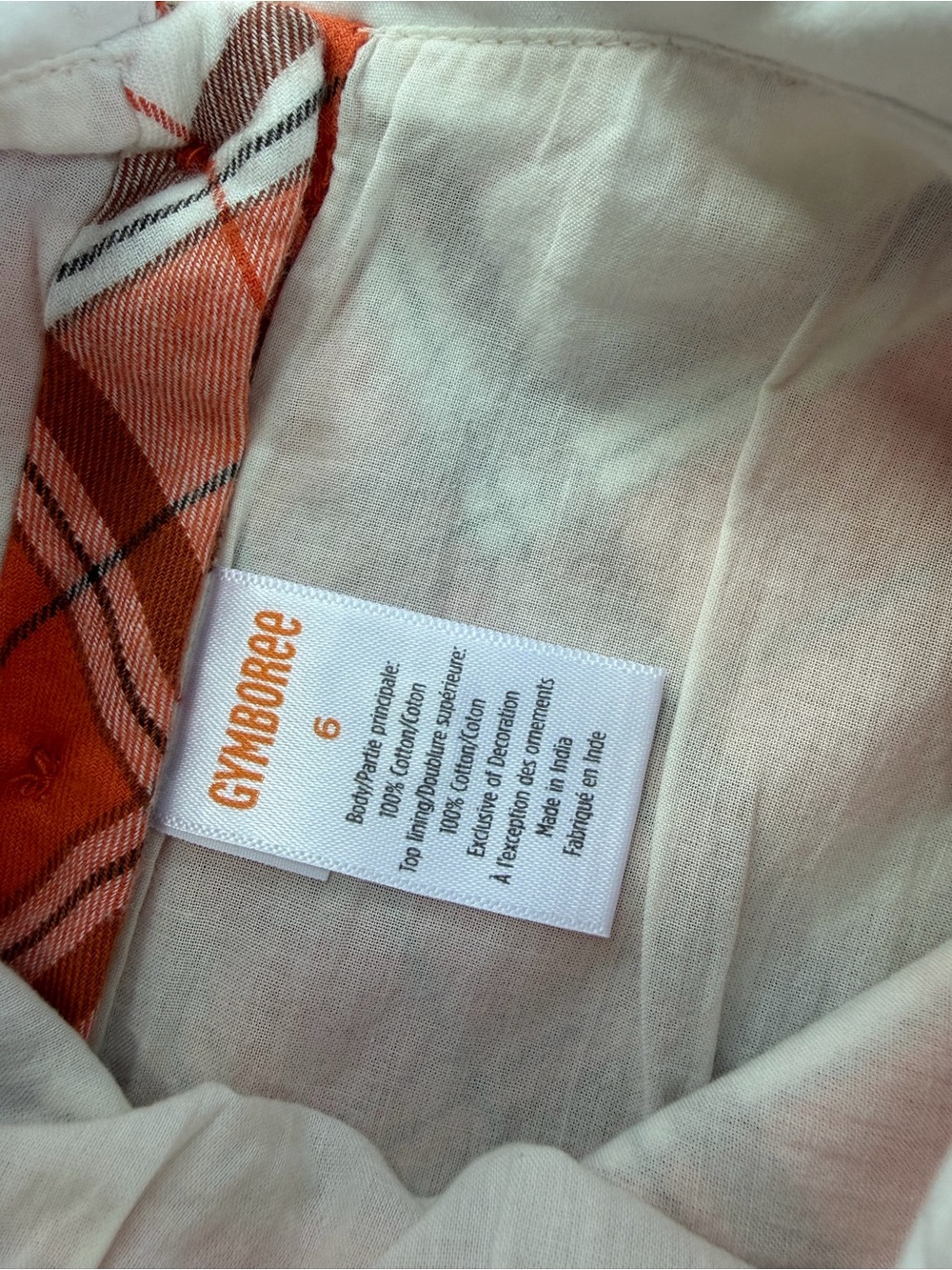 Gymboree NWT Size 6 Orange Plaid Pumpkin Fall Peter Pan Collar Dress - Picture 3 of 6